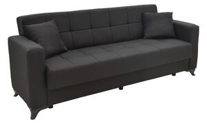 Диван Modesto триместен диван с място за съхранение черен плат 215x85x80 cm