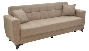 Триместен диван Modesto с място за съхранение светлобежова тъкан 215x85x80 cm