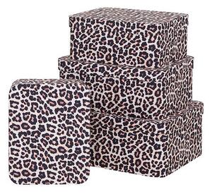 Комплект 4 кутии за съхранение 5five Polybox Leopard, Картон
