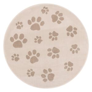 Бежов детски килим ø100 cm Paws Light Beige – FD