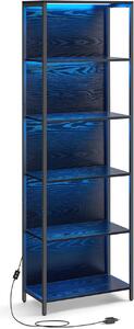 Шкаф за книги с LED осветление Vasagle Black 60x30.3x178 cm