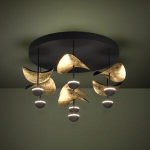 Stars of Light LED таванна лампа Dracera, черно/златно, Ø 51 см, Затъмняване, Черен, Дневна/трапезария, Метал, Модерен
