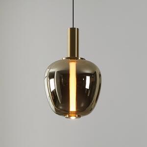 Stars of Light Светило „Stars Light“ LED, висяща лампа Fruitera, златисто, Ø25 см, стъкло,, Затъмняване, Злато / месинг, Дневна/трапезария, Стъкло, Модерен