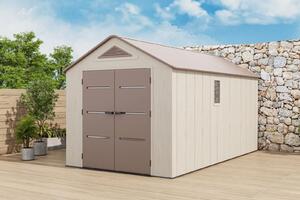 Пластмасовa градинска барака за инструменти EVEREST 250x444 см, 11.1 м² HDPE 22мм, Кафява