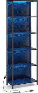 Шкаф за книги с LED осветление Vasagle Black 60x30.3x178 cm