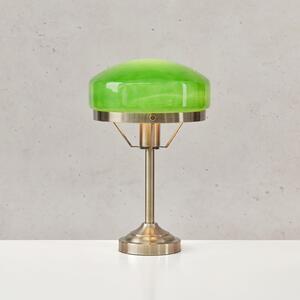 Markslöjd Настолна лампа „Aurelia“ на Markslöjd, старинно месинг/зелено, стъкло, E27, Затъмняване, Злато / месинг, Дневна/трапезария, Метал, Античен