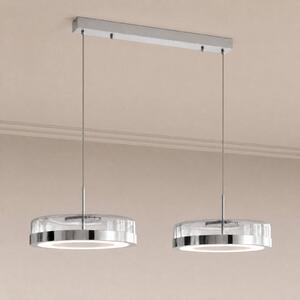 Lucande LED висяща лампа La Latta на Lucande, с 2 лампи, 80 см, хром, стъкло, Затъмняване, Хром, Стъкло, Дизайн