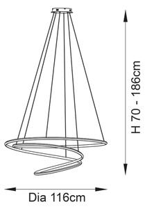 Endon 97645 - LED полилей на кабел TWIRL LED/131W/230V 3000K, златист, с възможност за димиране