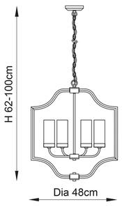 Endon 81914 - Полилей на верига EDREA 4xE14/6W/230V, месинг
