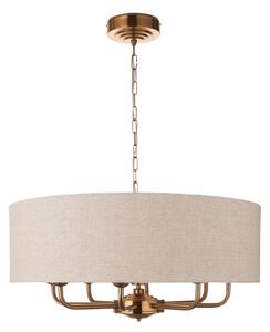 Endon 110727 - Полилей на верига HIGHCLERE 8xE14/40W/230V бежов/месинг, Ø 70 см