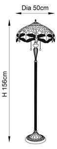 Endon 70940 - Подова лампа Tiffany DRAGONFLY 2xE27/60W/230V Ø 50 см