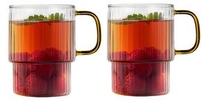 Жълти стъклени чаши в комплект 2 бр. за капучино 350 ml Livio – Vialli Design
