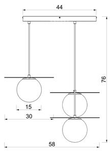 Златист полилей на кабел FLAT 3xE27/15W/230V