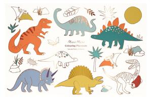 Хартиени подложки за хранене в комплект 8 бр. 28x42.5 cm Dinosaurs – Meri Meri