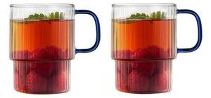 Сини стъклени чаши в комплект 2 бр. за капучино 350 ml Livio – Vialli Design