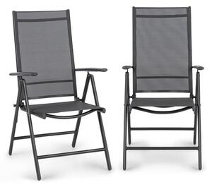 Blumfeldt Almeria Garden Chair, сгъващ се стол, комплект 2 броя, 56,5 x 107 x 68 cm, ComfortMesh, цвят антрацит