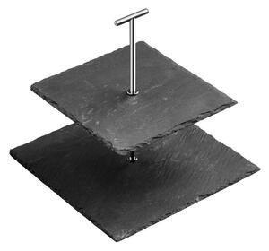 Двуетажна квадратна поставка за торта от шисти Шисти - Premier Housewares