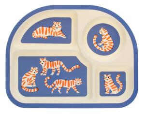 Синя/бежова пластмасова детска чиния 21x27 cm Tiger – Rex London