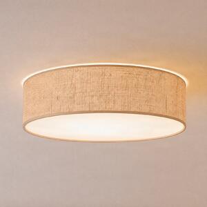 Milagro Lighting Таванна лампа „Маршал“, кафява, Ø 50 см, метал, ратан, Затъмняване, Кафяв / ръждив, Дневна/трапезария, Дървесина, Модерен