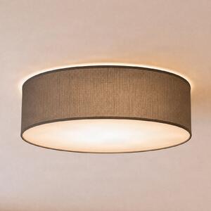 Milagro Lighting Таванна лампа „Маршал“, сива, Ø 50 см, метал/ратан, Затъмняване, Сив, Дневна/трапезария, Дървесина, Модерен