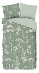 Светлозелено единично /удължено фланелено спално бельо 140x220 cm Herbs – Good Morning