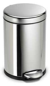 Stříbrný lesklý pedálový koš simplehuman, 4.5 l