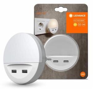 Ledvance - LED Нощна лампа за контакт със сензор LUNETTA 2xUSB LED/13W/230V