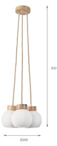 Полилей на кабел LOOMIS 3xE27/15W/230V 83 см бежов/дъб
