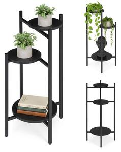 Стойка за цветя Loft - 3-етажен рафт с кръгли черни рафтове