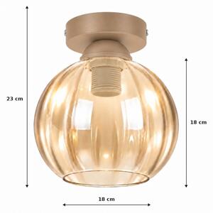 BRILAGI -LED Плафон R GLASS 1xE27/60W/230V Ø 18 см бежов/димно-бежов