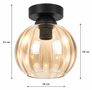 BRILAGI - LED плафон R GLASS 1xE27/60W/230V Ø 18 см черно/димно бежово