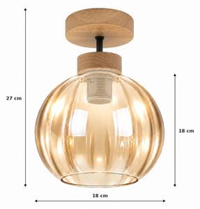 BRILAGI - LED плафониера R GLASS 1xE27/60W/230V Ø 18 см дъб/димчато бежово