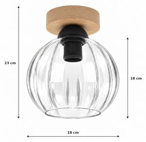 BRILAGI - LED таванно осветително тяло RETRO GLASS 1xE27/60W/230V Ø 18 cm дъб/прозрачно