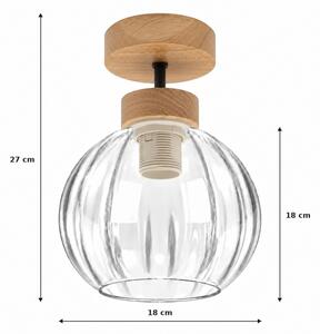 BRILAGI - LED Повърхностно монтиран полилей RETRO GLASS 1xE27/60W/230V Ø 18 см дъб/прозрачно