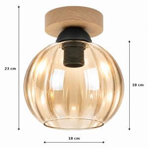 BRILAGI - LED таванно осветително тяло R GLASS 1xE27/60W/230V Ø 18 см дъб/опушено бежово