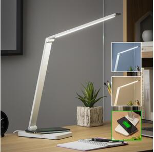 BRILAGI - LED димируема настолна лампа с докосване и безжично QI зареждане, LED 7W/5V, 3000/4000/6000K, бяла