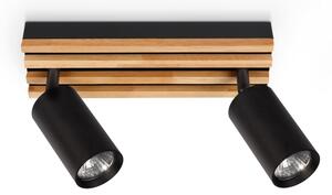 Brilagi - Точково осветително тяло SELE WOOD 2xGU10/30W/230V черно/дърво