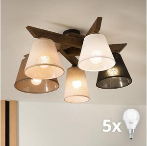 Brilagi - LED полилей ANTHONY 5xE14/40W/230V дъб орех