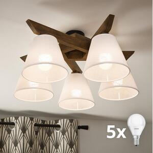 Brilagi - LED плафониера ANTHONY 5xE14/40W/230V дъб/орех/бяла