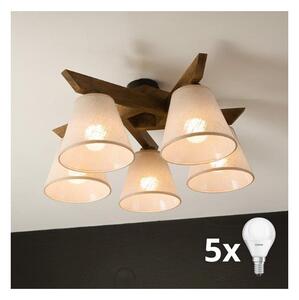 Brilagi - LED плафониера ANTHONY 5xE14/40W/230V дъб орех/бежова