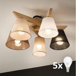 Brilagi - LED Полилей за повърхностен монтаж ANTHONY 5xE14/40W/230V дъб