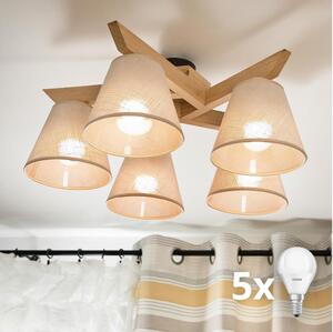 Brilagi - LED Полилей за повърхностен монтаж ANTHONY 5xE14/40W/230V дъб/бежов