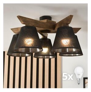 Brilagi - LED плафониера ANTHONY 5xE14/40W/230V дъб/черна