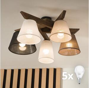 Brilagi - LED полилей ANTHONY 5xE14/40W/230V дъб орех