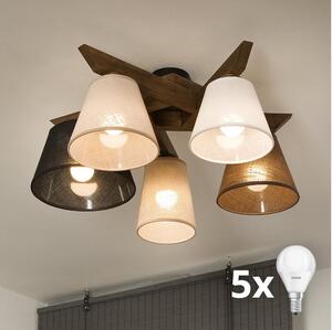 Brilagi - LED полилей ANTHONY 5xE14/40W/230V дъб орех