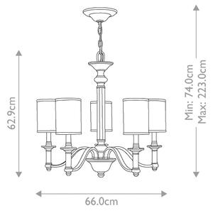Hinkley HK-SUSSEX5 - Полилей на верига SUSSEX 5xE14/40W/230V матов хром