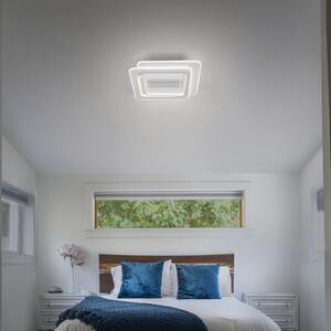 OSRAM LED тавански вентилатор GRILL 55x55 см, бял, с дистанционно управление, Затъмняване, Бял, Дневна/трапезария, Метал, Модерен