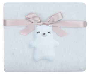 KIKKA BOO Плетено памучно одеяло BEAR WITH ME BLUE