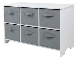 GINGER HOME Скрин с 6 кутии за съхранение WHITE/GREY