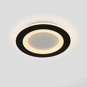 Searchlight LED таванна лампа Ringo, Ø 25 см, черно-бяло, желязо/акрил, CCT, Затъмняване, Черен, Дневна/трапезария, Метал, Модерен